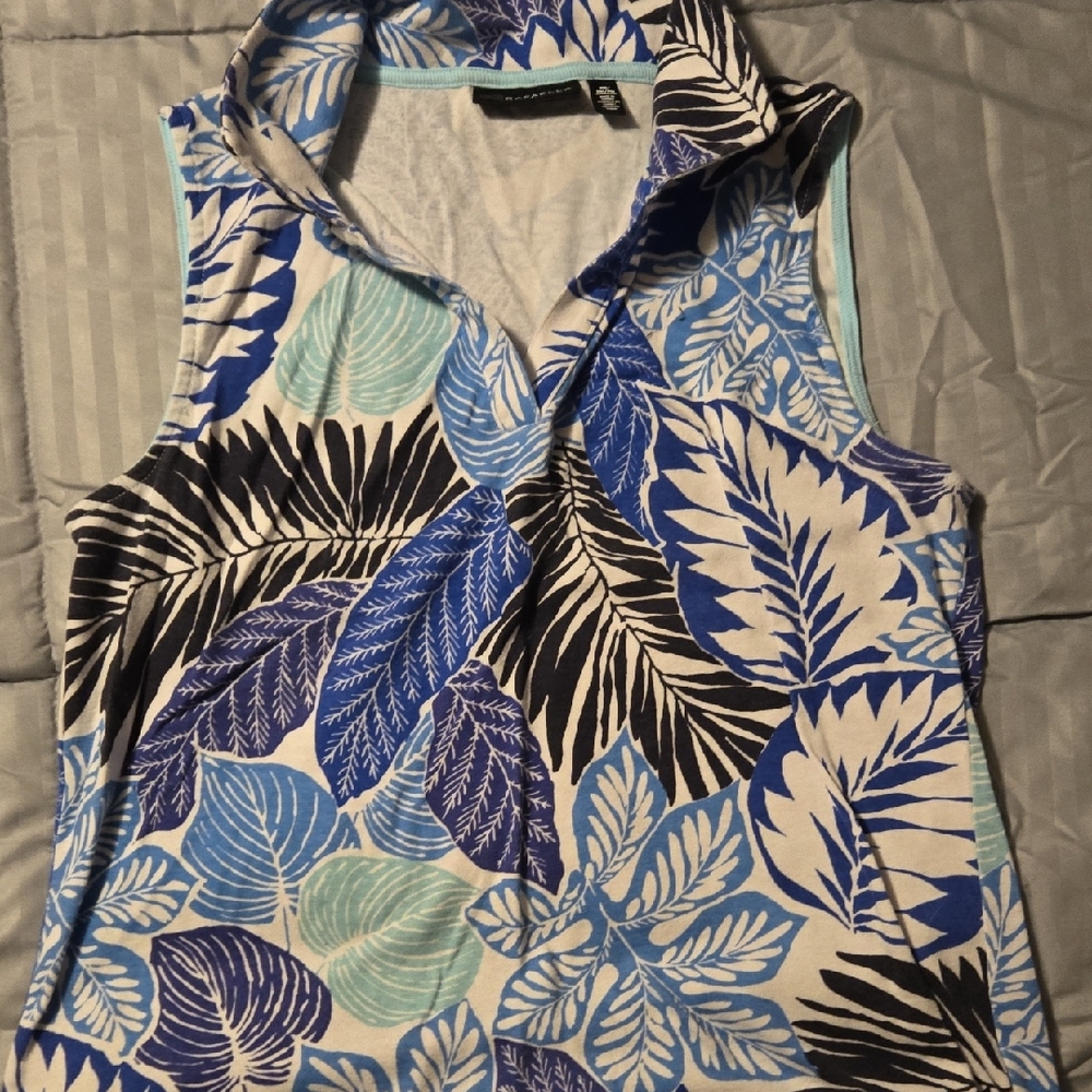 Rafaella Blue and White Floral Top